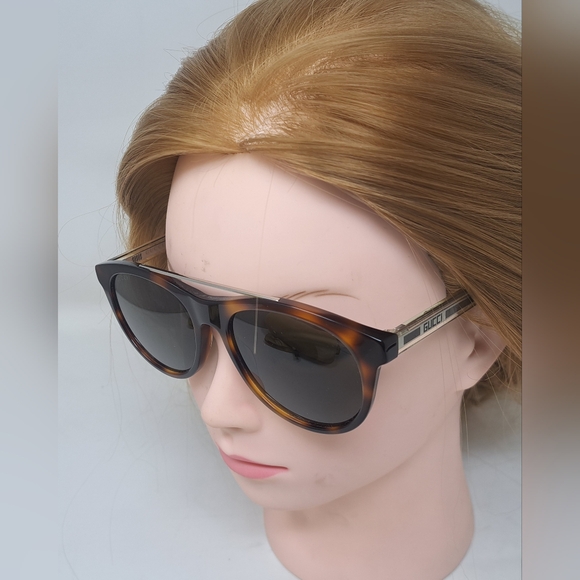 NWT Gucci Women's Sunglasses Round Havana Silver Crystal GG0559S 54-18-145 - Picture 9 of 16